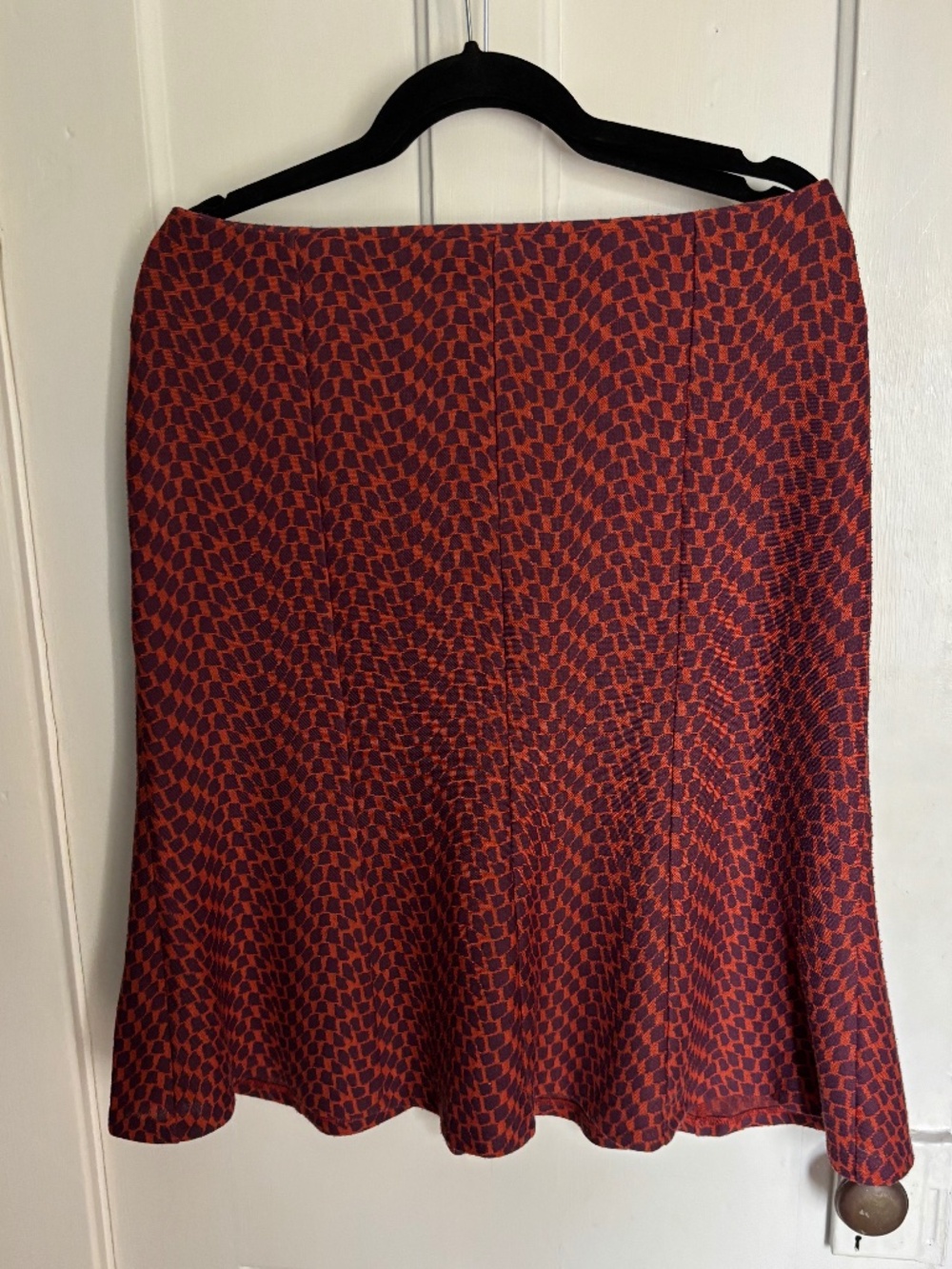 Bergstrom gored trumpet hem skirt - rust and purple